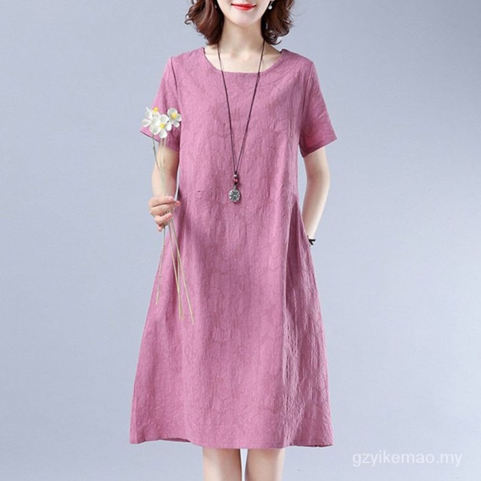 Long-sleeve linen-blend shirt dress for women