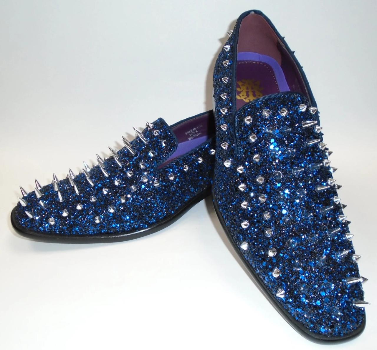 Royal blue and black mens dress shoes