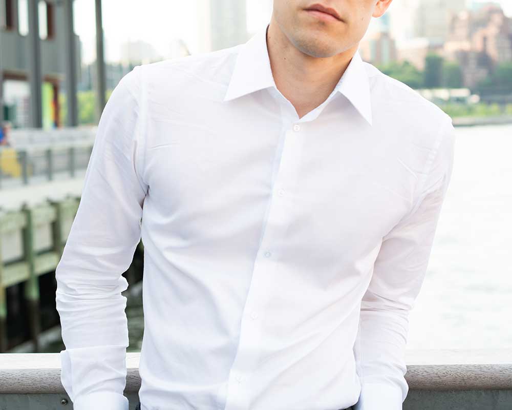 White fitted mens dress shirt