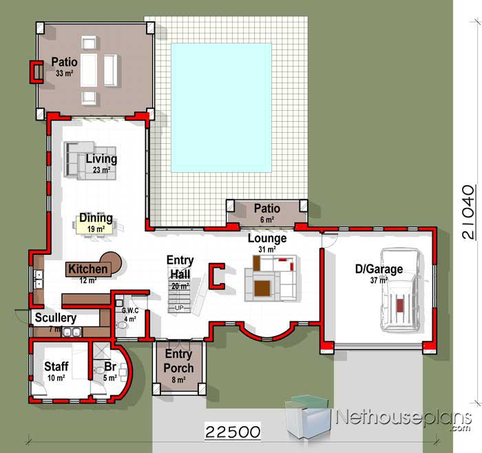 Desain rumah leter l kamar 3