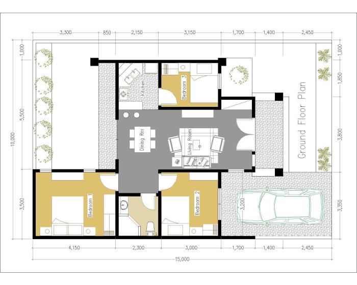 Desain rumah mewah 10x15 1 lantai