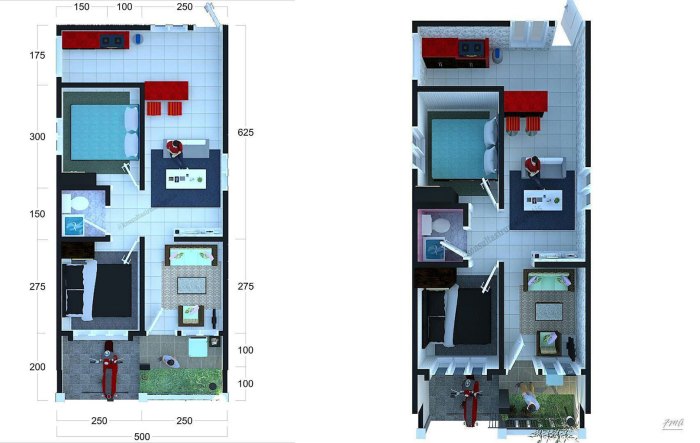 Desain rumah kost 6x102 lantai