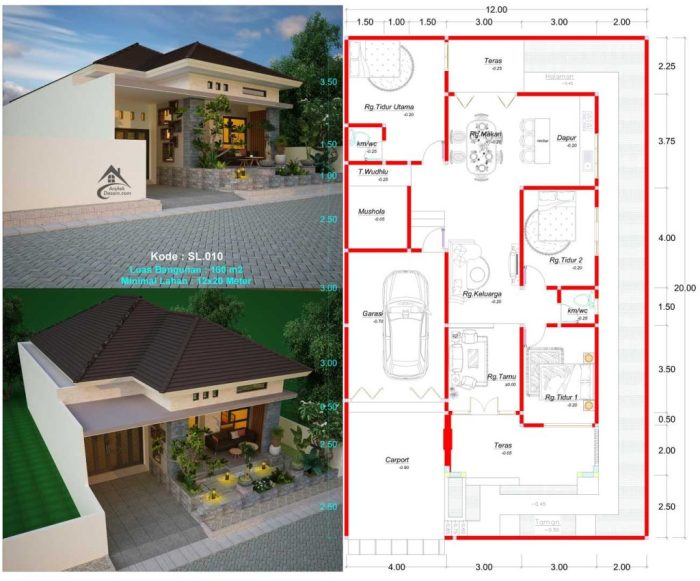 Desain rumah luas tanah 600m2 lantai 1