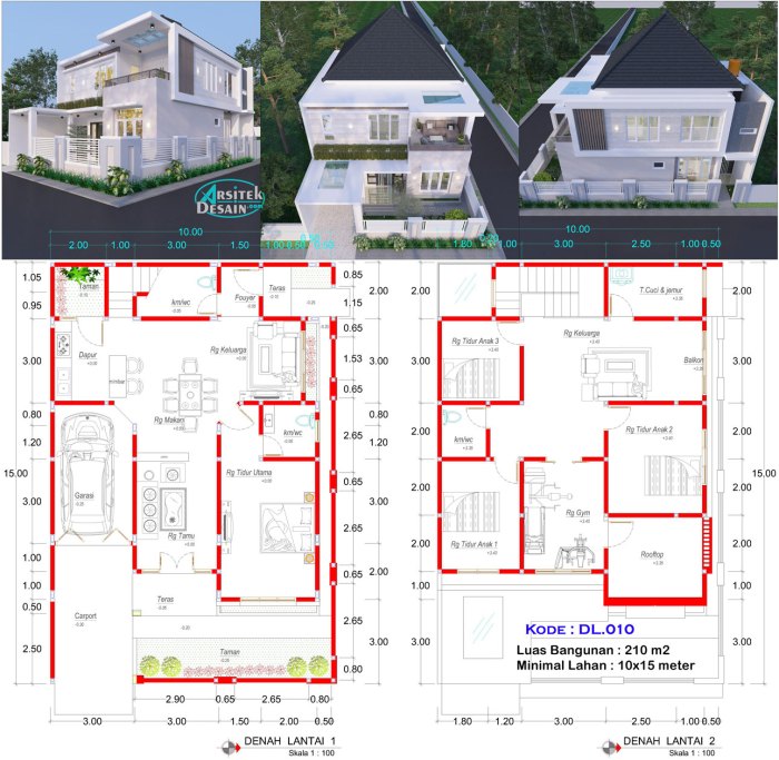 Desain rumah kost 10 x 13