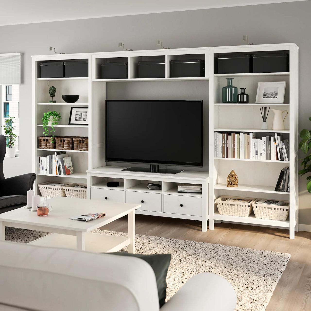 Ikea tv storage doors havsta glass white combination living room cabinet wall built furniture cabinets ideas ins unit design muebles